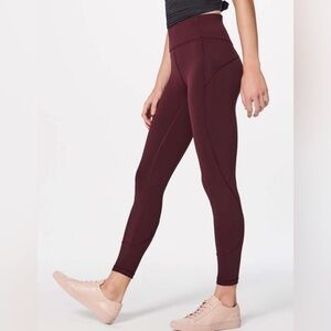 Lululemon IN MOVEMENT CROP *EVERLUX 25" Garnet Size 4